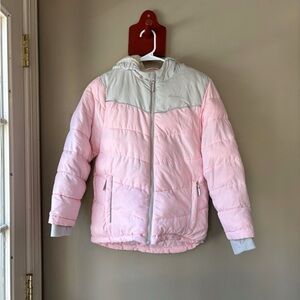 Eddie Bauer Kids Light Pink and Gray Puffer Jacket Girl's L (14)